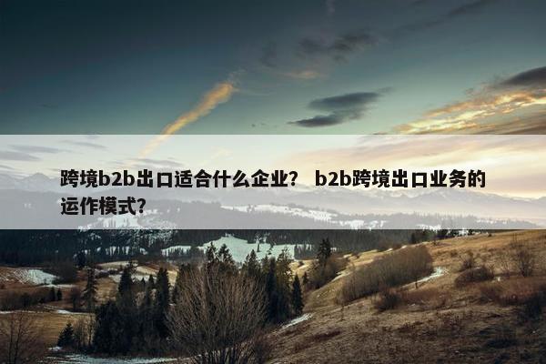 跨境b2b出口适合什么企业？ b2b跨境出口业务的运作模式？