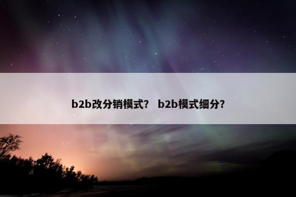 b2b改分销模式？ b2b模式细分？