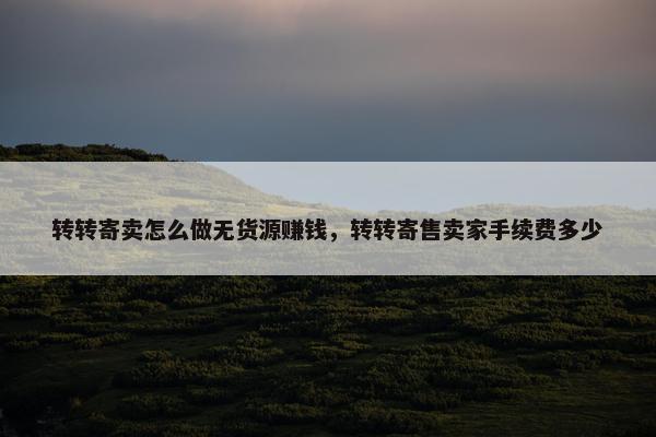 转转寄卖怎么做无货源赚钱，转转寄售卖家手续费多少