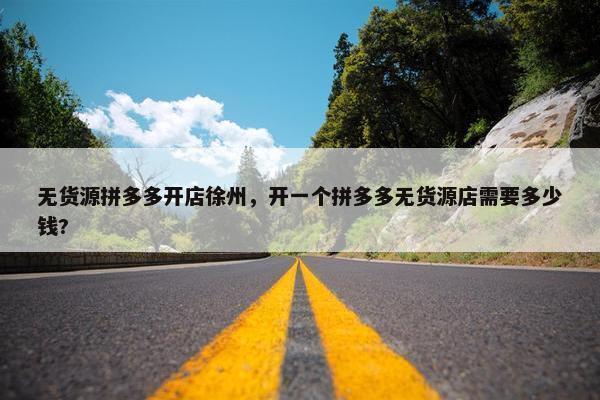 无货源拼多多开店徐州，开一个拼多多无货源店需要多少钱?