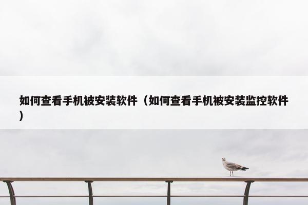 如何查看手机被安装软件（如何查看手机被安装监控软件）