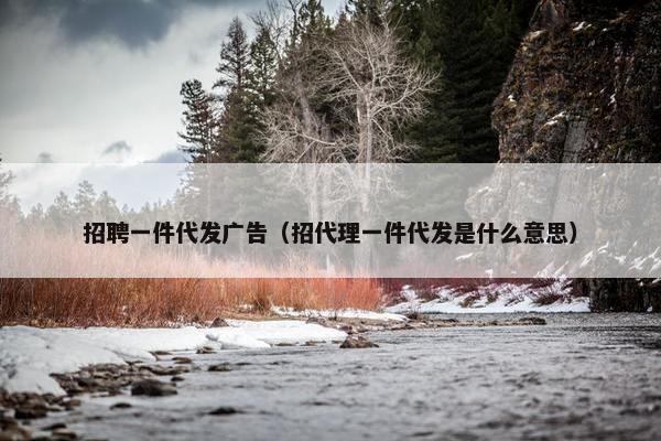 招聘一件代发广告（招代理一件代发是什么意思）