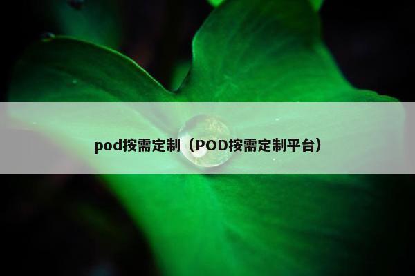 pod按需定制（POD按需定制平台）