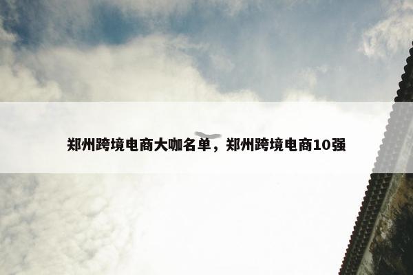 郑州跨境电商大咖名单，郑州跨境电商10强