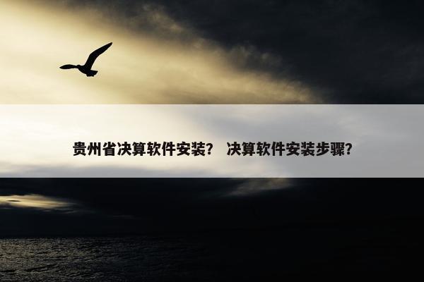 贵州省决算软件安装？ 决算软件安装步骤？