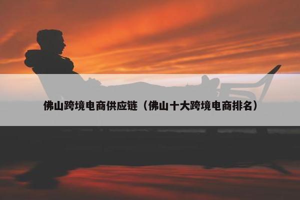佛山跨境电商供应链（佛山十大跨境电商排名）