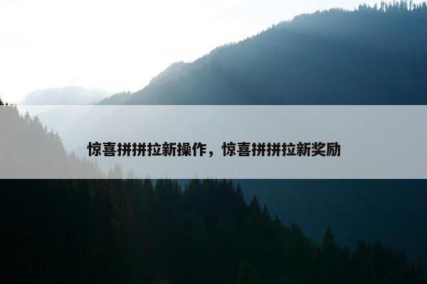 惊喜拼拼拉新操作,惊喜拼拼拉新奖励
