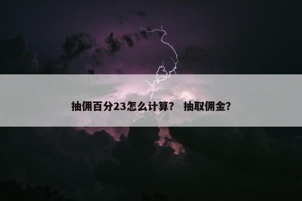 抽佣百分23怎么计算? 抽取佣金?