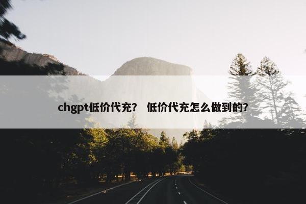 chgpt低价代充? 低价代充怎么做到的?