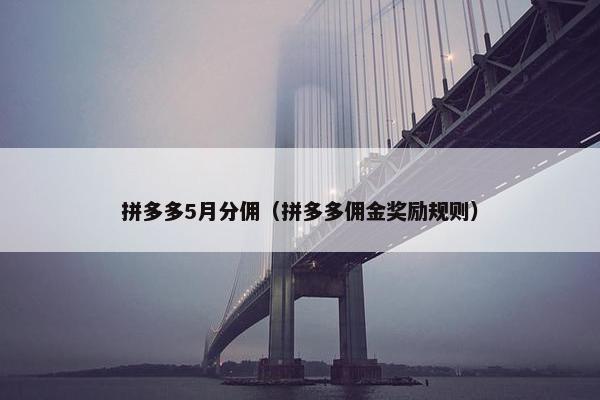 拼多多5月分佣(拼多多佣金奖励规则)