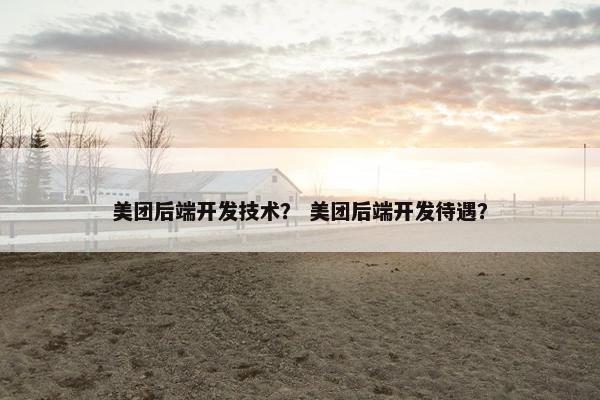 美团后端开发技术? 美团后端开发待遇?