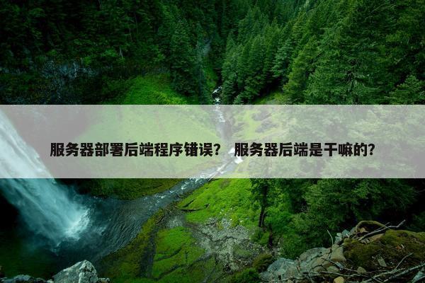 服务器部署后端程序错误？ 服务器后端是干嘛的？