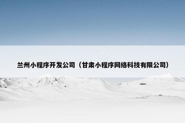 兰州小程序开发公司(甘肃小程序网络科技有限公司)