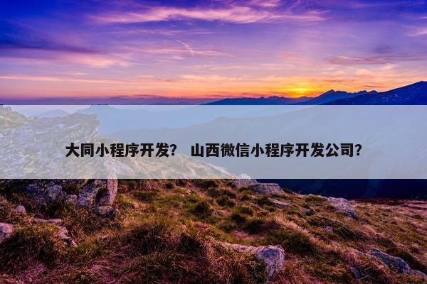 大同小程序开发? 山西微信小程序开发公司?