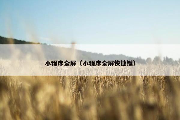 小程序全屏（小程序全屏快捷键）