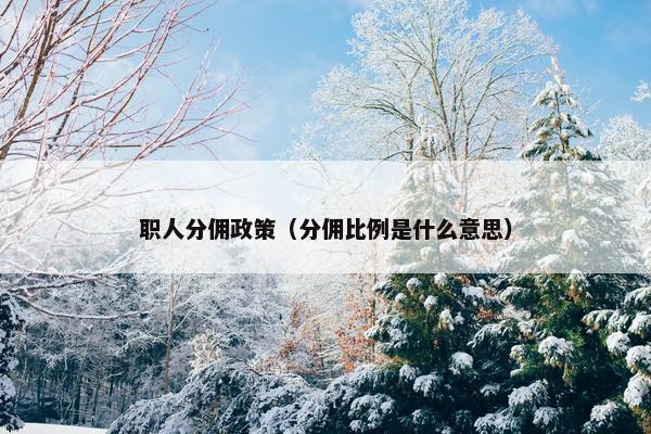 职人分佣政策（分佣比例是什么意思）