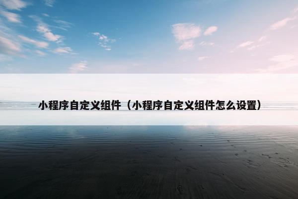 小程序自定义组件(小程序自定义组件怎么设置)