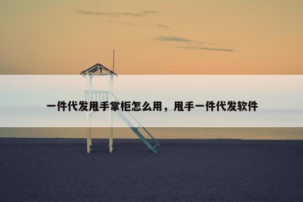 一件代发甩手掌柜怎么用，甩手一件代发软件