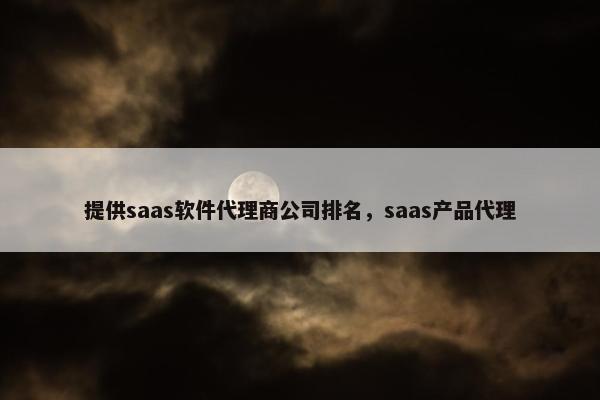 提供saas软件代理商公司排名，saas产品代理