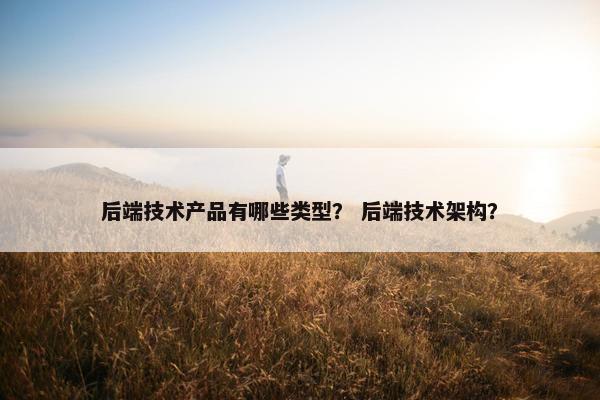 后端技术产品有哪些类型？ 后端技术架构？