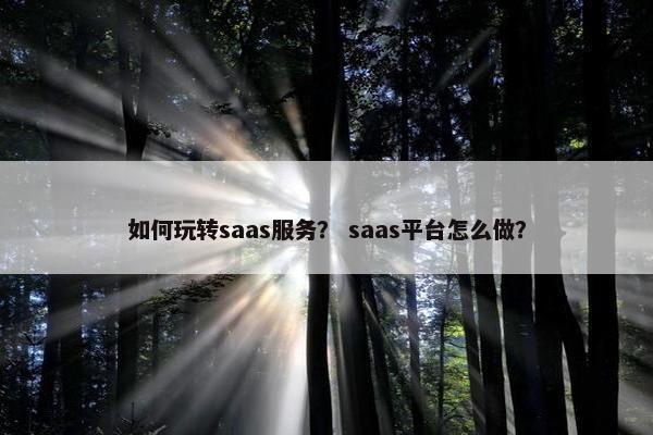 如何玩转saas服务？ saas平台怎么做？