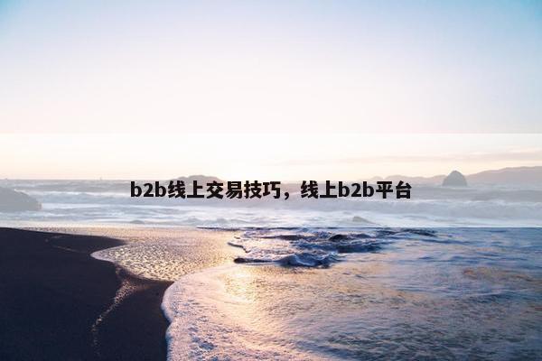 b2b线上交易技巧，线上b2b平台