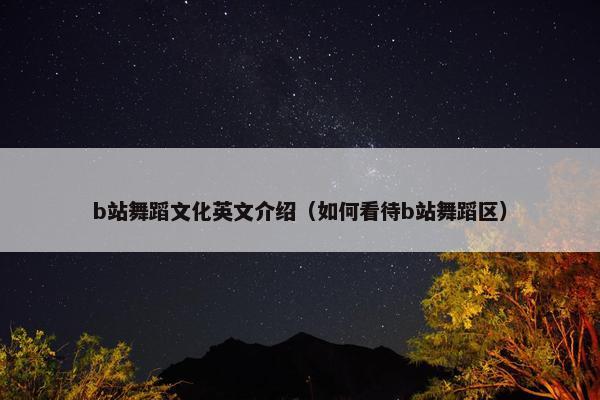 b站舞蹈文化英文介绍（如何看待b站舞蹈区）