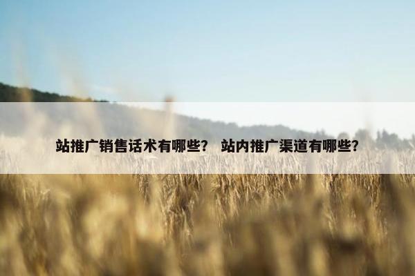 站推广销售话术有哪些？ 站内推广渠道有哪些？