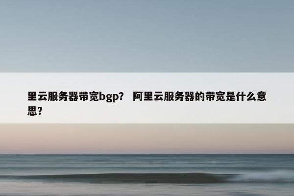里云服务器带宽bgp？ 阿里云服务器的带宽是什么意思？