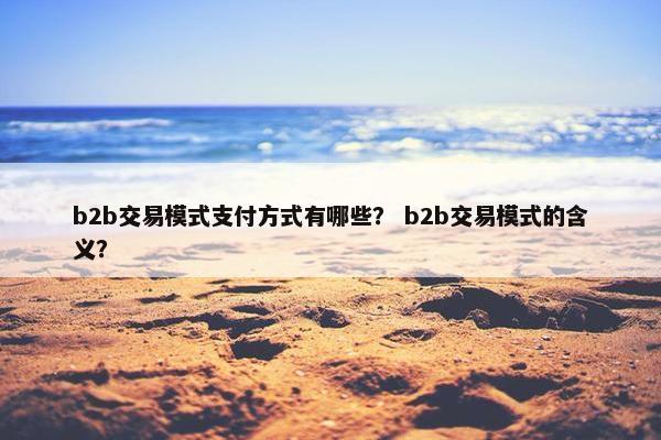 b2b交易模式支付方式有哪些? b2b交易模式的含义?