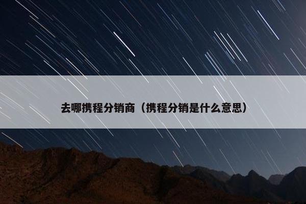 去哪携程分销商(携程分销是什么意思)