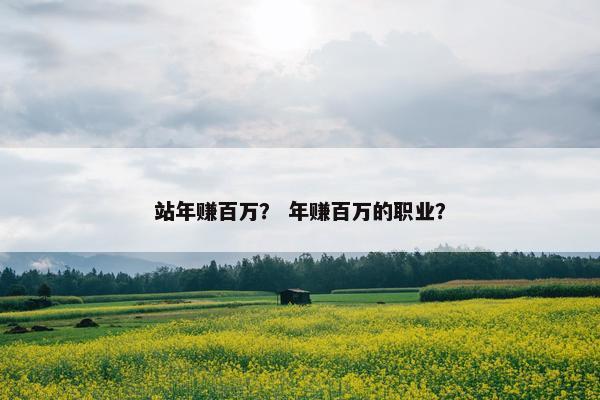 站年赚百万？ 年赚百万的职业？