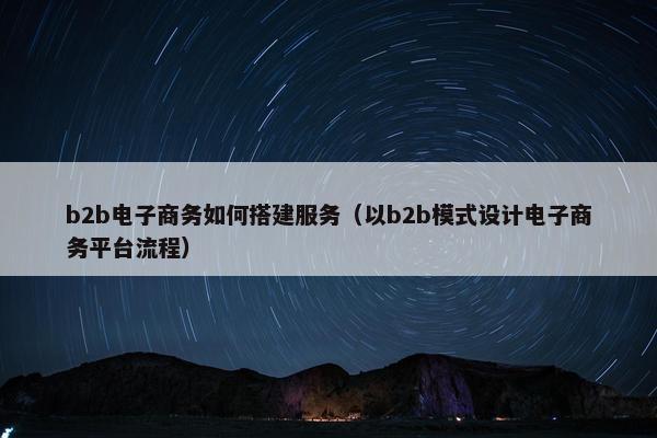 b2b电子商务如何搭建服务(以b2b模式设计电子商务平台流程)