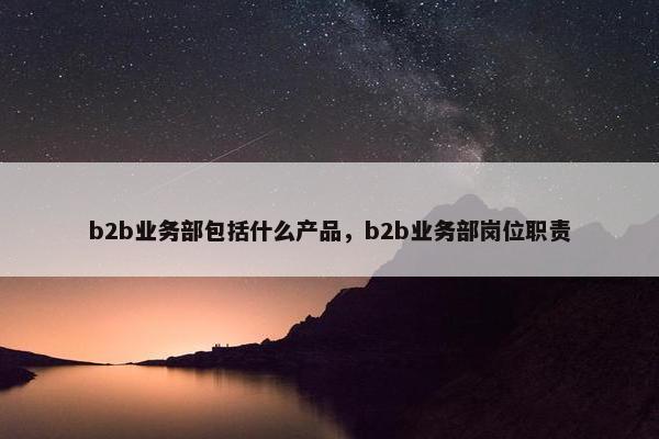 b2b业务部包括什么产品,b2b业务部岗位职责