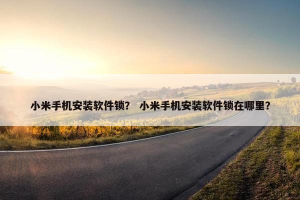 小米手机安装软件锁? 小米手机安装软件锁在哪里?
