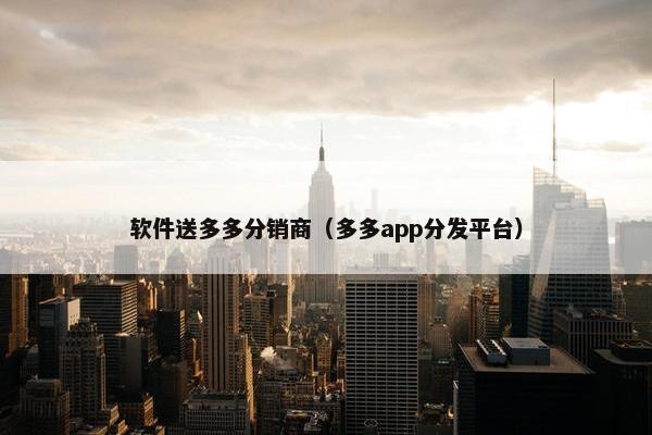 软件送多多分销商(多多app分发平台)