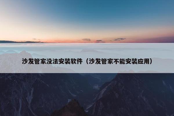 沙发管家没法安装软件（沙发管家不能安装应用）