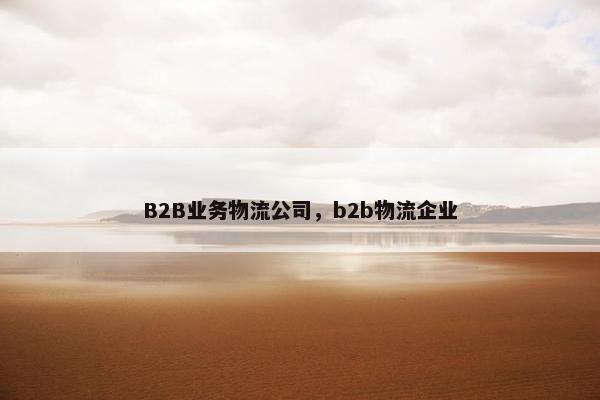B2B业务物流公司,b2b物流企业