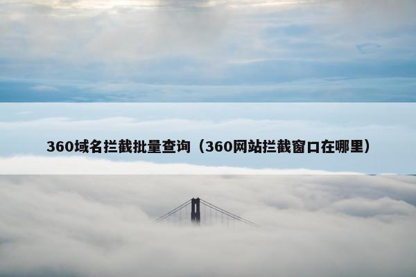 360域名拦截批量查询（360网站拦截窗口在哪里）