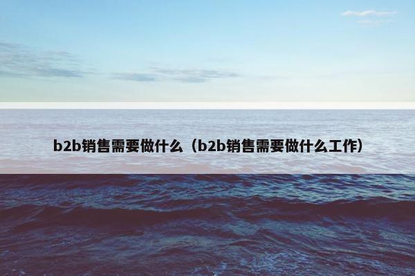 b2b销售需要做什么（b2b销售需要做什么工作）