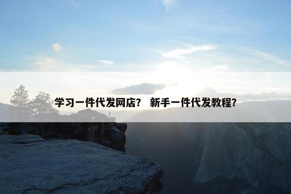 学习一件代发网店？ 新手一件代发教程？
