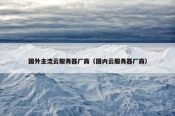 国外主流云服务器厂商（国内云服务器厂商）