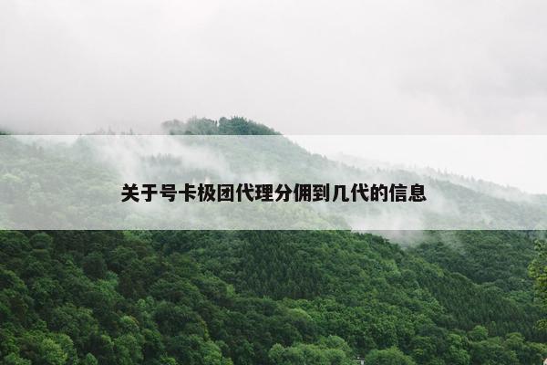 关于号卡极团代理分佣到几代的信息