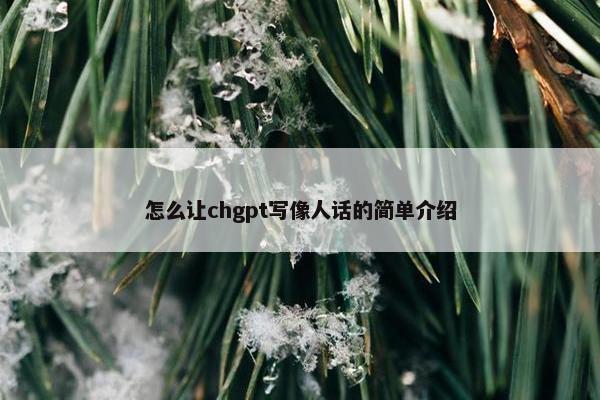 怎么让chgpt写像人话的简单介绍