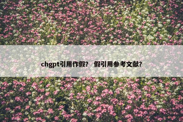 chgpt引用作假？ 假引用参考文献？